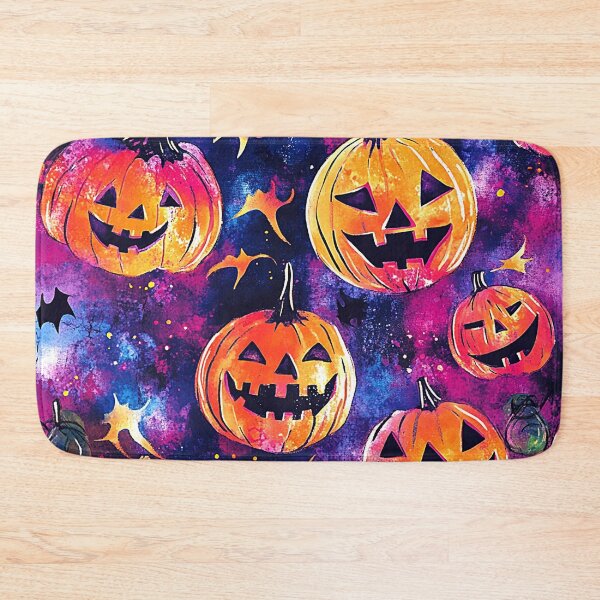 Item preview, Halloween Jack-O-Lanterns And Bats On Purple-Pink designed and sold by DEC02.