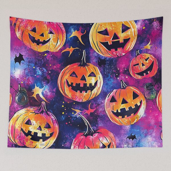 Item preview, Halloween Jack-O-Lanterns And Bats On Purple-Pink designed and sold by DEC02.