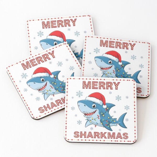 Item preview, Merry Sharkmas — Cute Shark with Santa Hat designed and sold by Jaanussar.