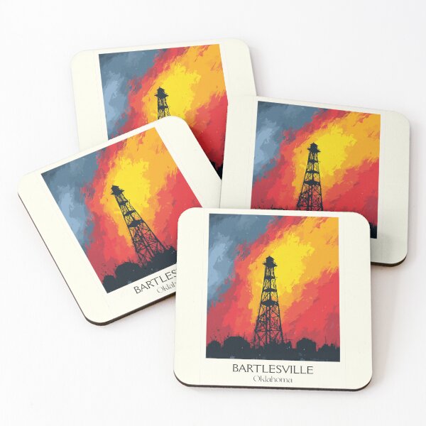 Item preview, Bartlesville Oklahoma Vintage Poster | Oil Derrick Sunset Art Print | Energy Industry Decor designed and sold by TuncGK.