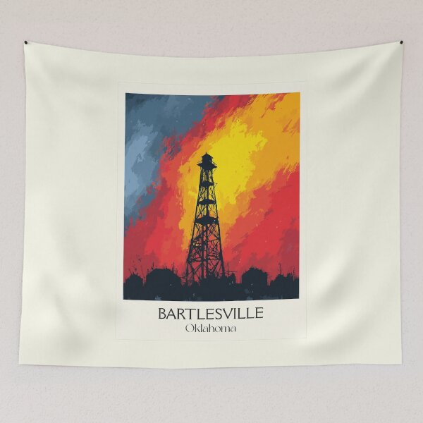 Item preview, Bartlesville Oklahoma Vintage Poster | Oil Derrick Sunset Art Print | Energy Industry Decor designed and sold by TuncGK.