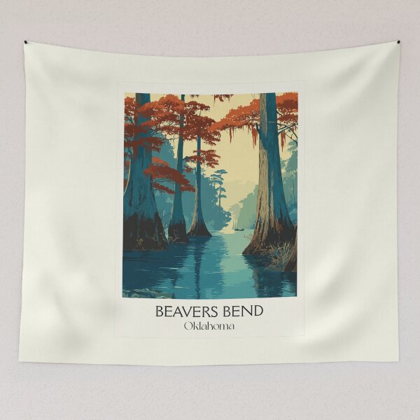 Item preview, Beavers Bend Oklahoma Vintage Poster | Broken Bow Lake Art Print | Cypress Swamp Decor designed and sold by TuncGK.