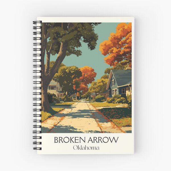 Item preview, Broken Arrow Oklahoma Vintage Poster | Autumn Suburb Art Print | Green Country Decor designed and sold by TuncGK.