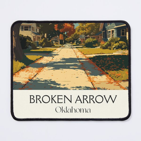 Item preview, Broken Arrow Oklahoma Vintage Poster | Autumn Suburb Art Print | Green Country Decor designed and sold by TuncGK.