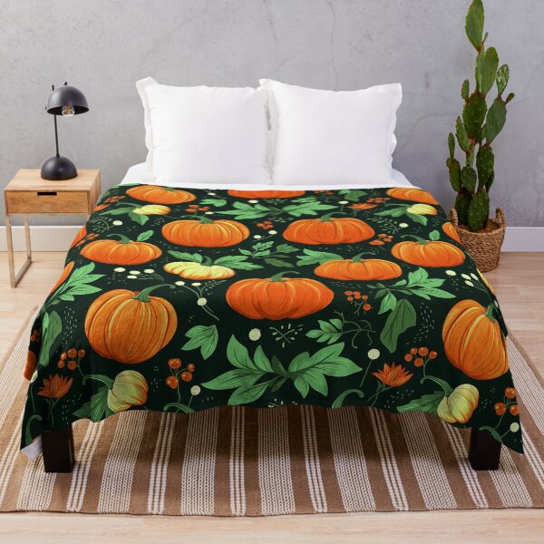 Artikelvorschau, Halloween-Kürbisse und elegantes Blätter-Designmuster entworfen und verkauft von DEC02.