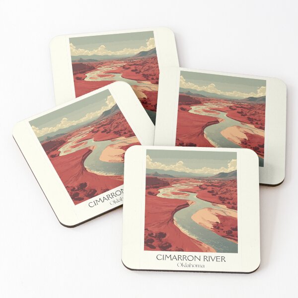 Item preview, Cimarron River Oklahoma Vintage Poster | Red Rock Canyon Art Print | Western OK Scenery Decor designed and sold by TuncGK.