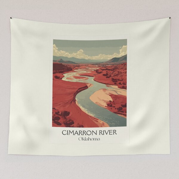 Item preview, Cimarron River Oklahoma Vintage Poster | Red Rock Canyon Art Print | Western OK Scenery Decor designed and sold by TuncGK.