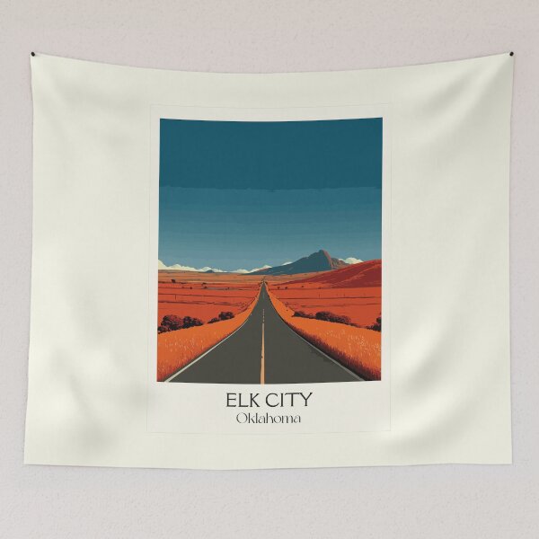 Item preview, Elk City Oklahoma Vintage Travel Poster | Open Road Scenery Art Print | Western OK Decor designed and sold by TuncGK.