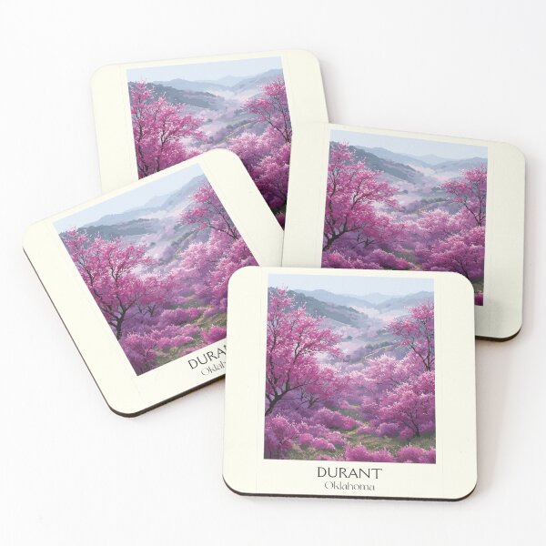 Item preview, Durant Oklahoma Vintage Travel Poster | Spring Blossoms Art Print | Redbud Tree Scenery Decor designed and sold by TuncGK.