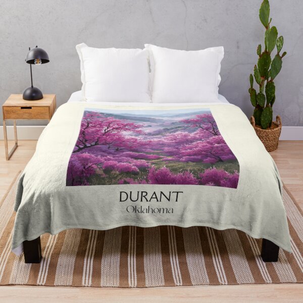 Item preview, Durant Oklahoma Vintage Travel Poster | Spring Blossoms Art Print | Redbud Tree Scenery Decor designed and sold by TuncGK.