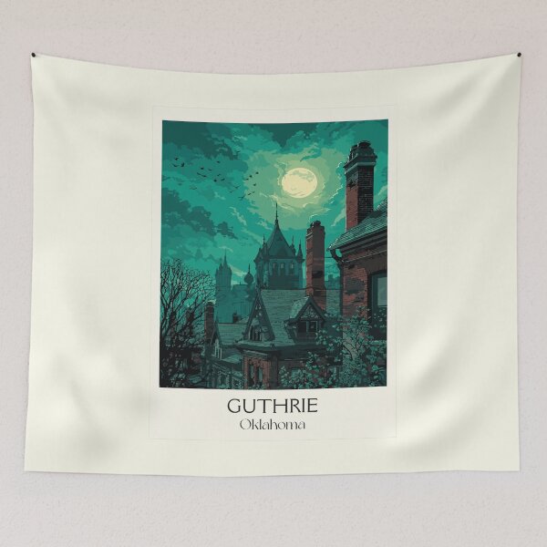 Item preview, Guthrie Oklahoma Vintage Travel Poster | Historic Capital Art Print | Victorian Architecture Decor designed and sold by TuncGK.