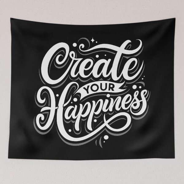 Item preview,  CREATE YOUR HAPPINESS  - WHITE -  MOTIVATIONAL QUOTES - TEXT - TYPOGRAPHY designed and sold by Gihan-Design.