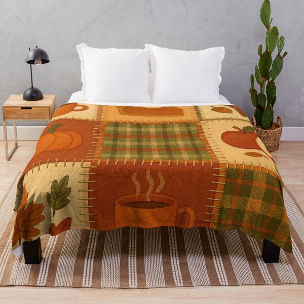 Item preview, Autumn Kitchen Patchwork Quilt designed and sold by SoftStyleStudio ⭐⭐⭐.