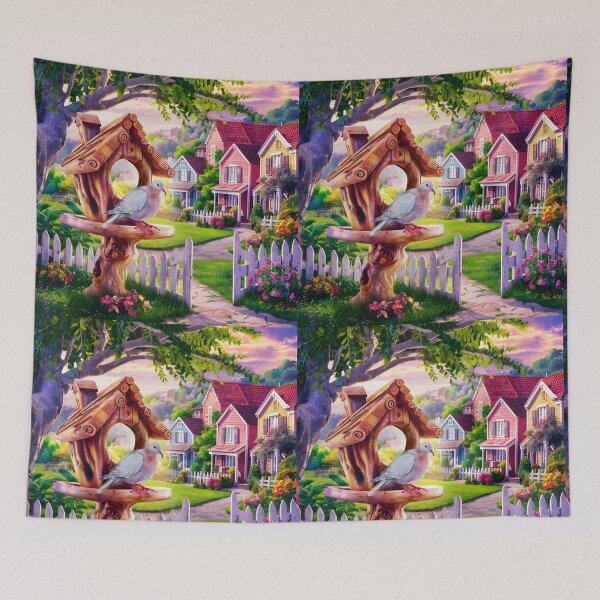 Item preview, Grey Dove in Garden – Peaceful Outdoor Scene designed and sold by EmeraldeaArt.