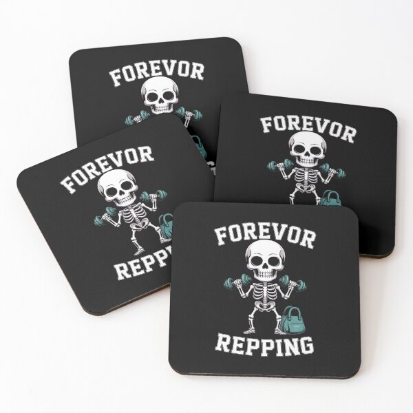 Item preview, Forevor Repping – Skeleton Lifting Weights Gym Cartoon Design designed and sold by Enea Kelo.