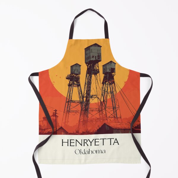 Item preview, Henryetta Oklahoma Vintage Poster | Water Tower Sunset Art Print | Small Town Scenery Decor designed and sold by TuncGK.