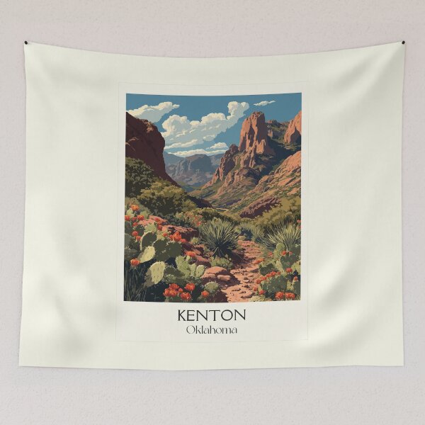 Item preview, Kenton Oklahoma Vintage Travel Poster | Black Mesa Canyon Art Print | Panhandle Scenery Decor designed and sold by TuncGK.