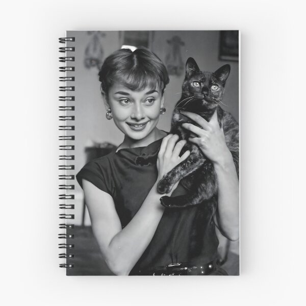 Item preview, Audrey Hepburn with Black Cat, vintage photograph. designed and sold by heydayposters.