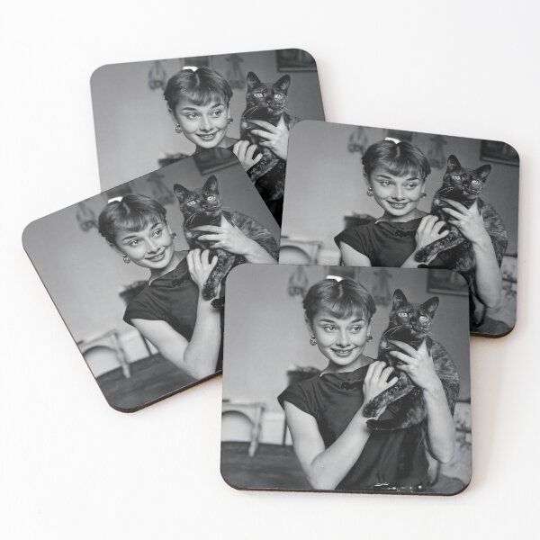 Item preview, Audrey Hepburn with Black Cat, vintage photograph. designed and sold by heydayposters.