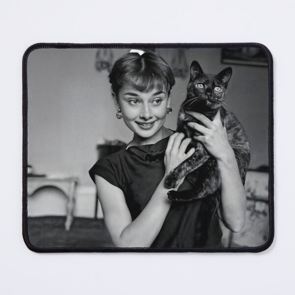 Item preview, Audrey Hepburn with Black Cat, vintage photograph. designed and sold by heydayposters.