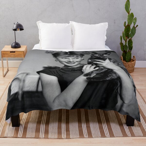 Item preview, Audrey Hepburn with Black Cat, vintage photograph. designed and sold by heydayposters.
