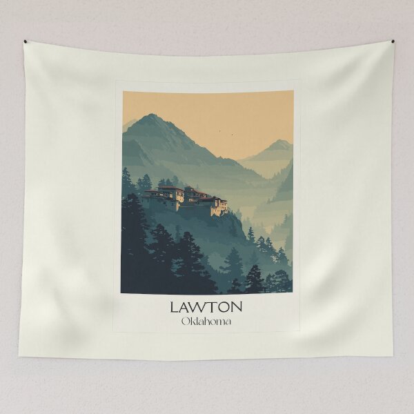 Item preview, Lawton Oklahoma Vintage Travel Poster | Wichita Mountains Art Print | Southwest OK Scenery Decor designed and sold by TuncGK.