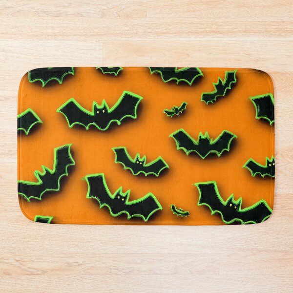 Item preview, Halloween Neon Hues Green And Black Bats On Orange  designed and sold by DEC02.