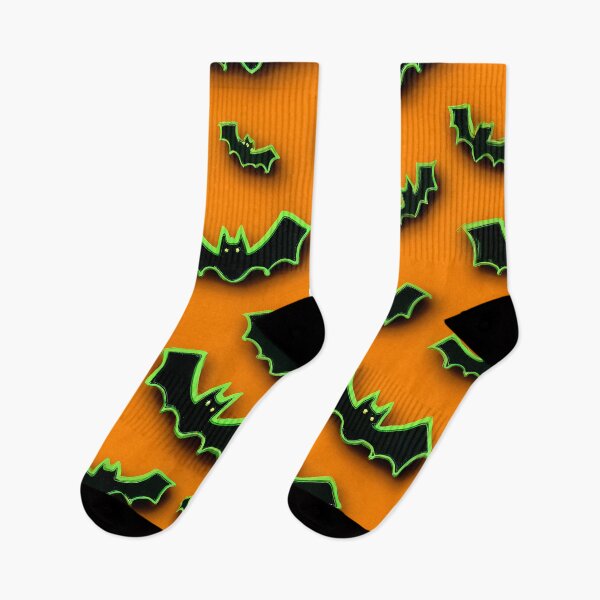 Item preview, Halloween Neon Hues Green And Black Bats On Orange  designed and sold by DEC02.