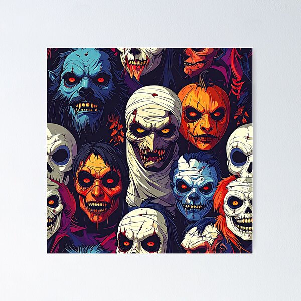 Item preview, Halloween Monsters Retro Vibrant Colorful Designs Pattern  designed and sold by DEC02.