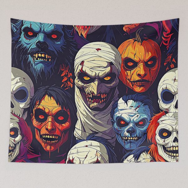 Item preview, Halloween Monsters Retro Vibrant Colorful Designs Pattern  designed and sold by DEC02.