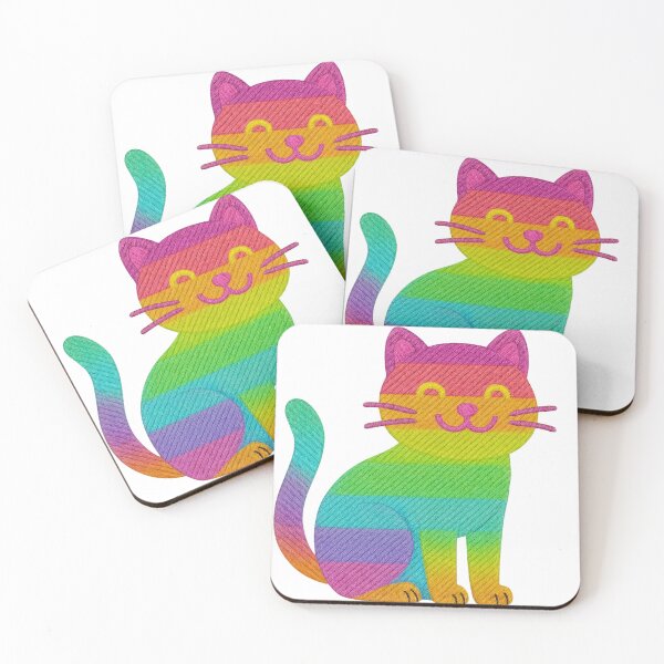 Item preview, Rainbow Cat – Colorful Embroidery Look designed and sold by ArtSpark Studio.