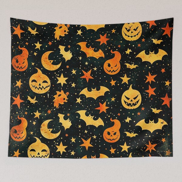 Item preview, Halloween Jack-O-Lanterns, Bats, Moons, And Stars Pattern designed and sold by DEC02.
