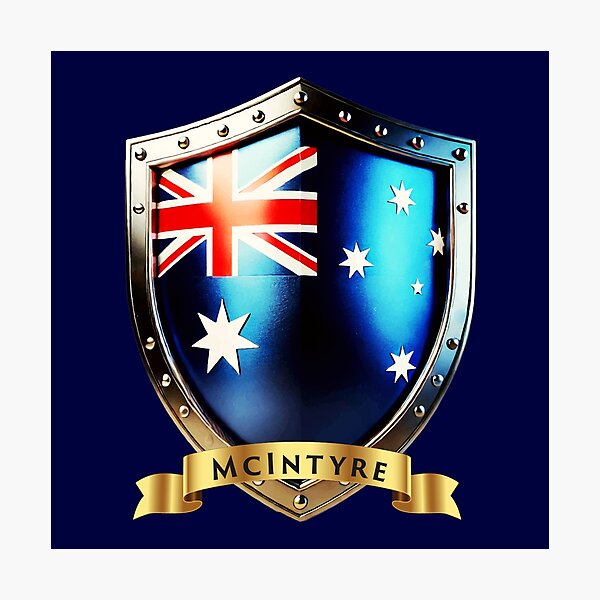 Item preview, McIntyre Family Australia Shield, Bold Heritage Crest designed and sold by Highlandkings.