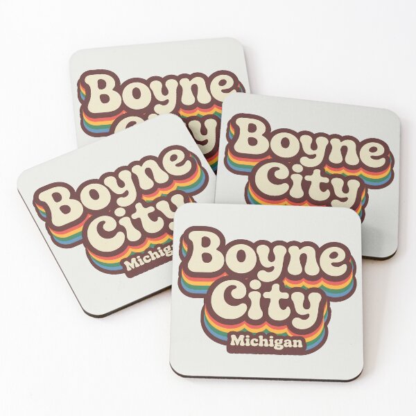 Item preview, Boyne City Michigan 70s Retro Rainbow designed and sold by TheOldMittenIllustrated.