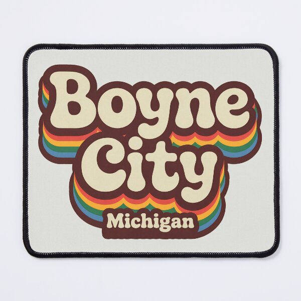 Item preview, Boyne City Michigan 70s Retro Rainbow designed and sold by TheOldMittenIllustrated.