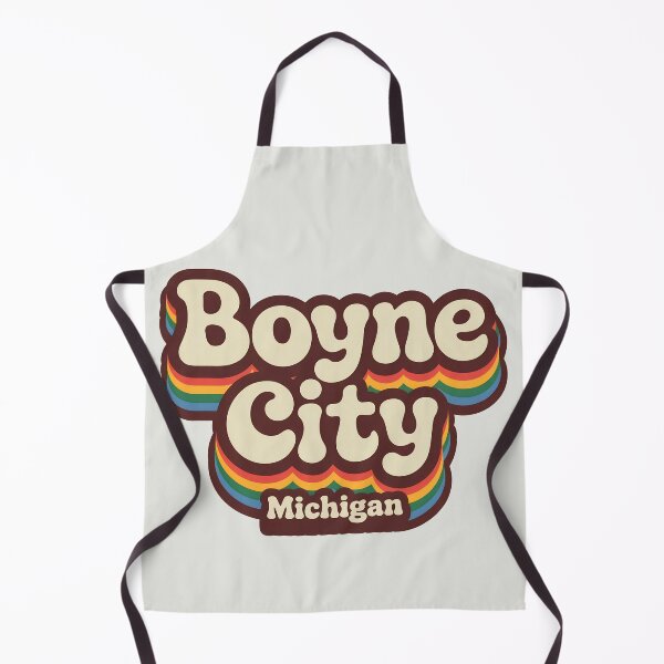 Item preview, Boyne City Michigan 70s Retro Rainbow designed and sold by TheOldMittenIllustrated.