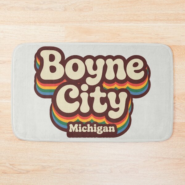 Item preview, Boyne City Michigan 70s Retro Rainbow designed and sold by TheOldMittenIllustrated.