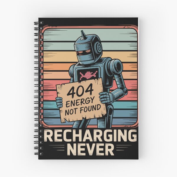 Item preview, Funny Robot 404 T-Shirt – Recharging Never Retro Error Message Design designed and sold by Serbin.