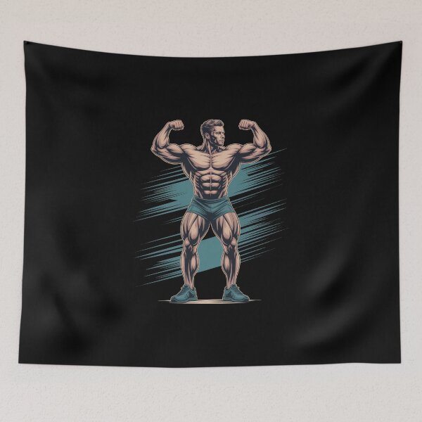 Item preview, Shredded Physique – Muscular Bodybuilder Flexing Cartoon designed and sold by Enea Kelo.