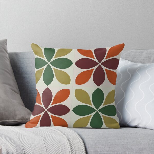 Item preview, Retro Autumn Flower Tiles designed and sold by SoftStyleStudio ⭐⭐⭐.