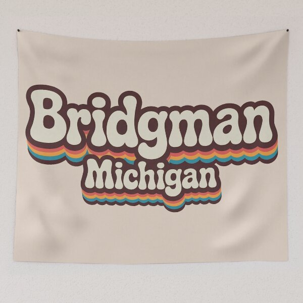 Item preview, Bridgman Michigan 70s Retro Rainbow designed and sold by TheOldMittenIllustrated.
