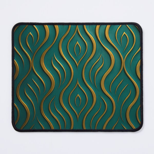 Item preview, Emerald & Gold Embossed Waves – Luxury Abstract Pattern designed and sold by Bellassi.