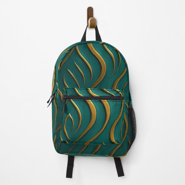 Item preview, Emerald & Gold Embossed Waves – Luxury Abstract Pattern designed and sold by Bellassi.