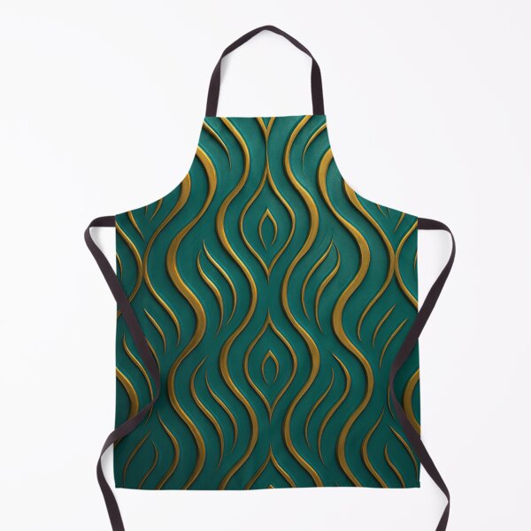 Item preview, Emerald & Gold Embossed Waves – Luxury Abstract Pattern designed and sold by Bellassi.
