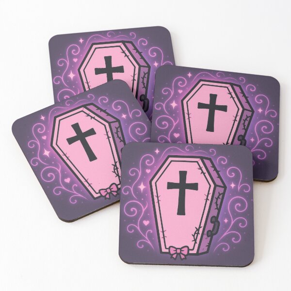 Item preview, Creepy Cute Pink Goth Coffin – Pastel Gothic Kawaii Coffin Sticker designed and sold by JacobKAurumhead.