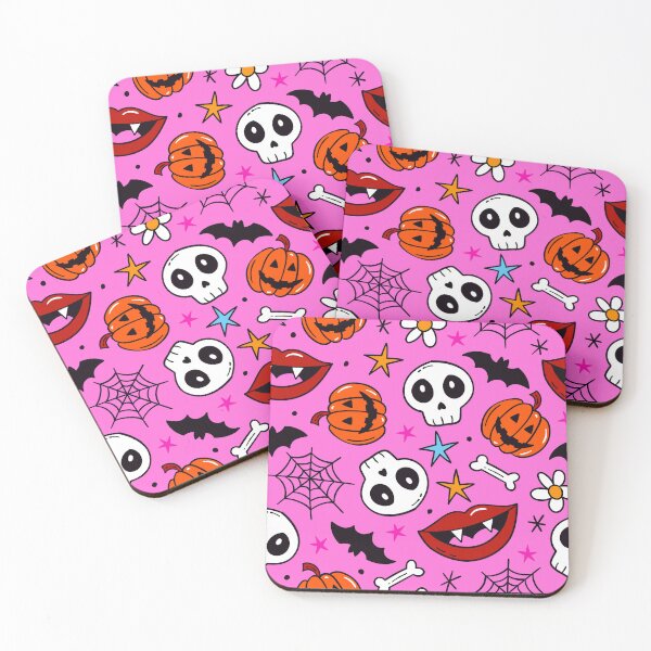 Item preview, Hot Pink Halloween Pumpkins, Skulls, And Vampire Teeth  designed and sold by DEC02.