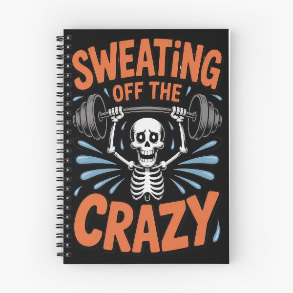 Item preview, Sweating Off The Crazy – Funny Skeleton Lifting Gym Comic designed and sold by Enea Kelo.