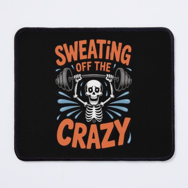 Item preview, Sweating Off The Crazy – Funny Skeleton Lifting Gym Comic designed and sold by Enea Kelo.