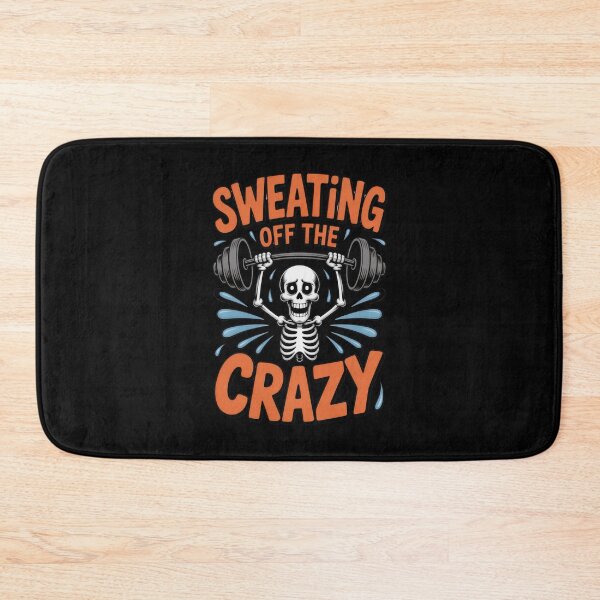 Item preview, Sweating Off The Crazy – Funny Skeleton Lifting Gym Comic designed and sold by Enea Kelo.