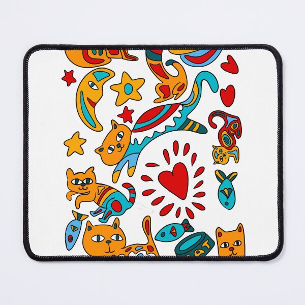 Item preview, Hand drawn colourful artsy cat pattern  designed and sold by BritishDelights.